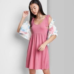Wild Fable Babydolll Textured Knit Dress Pink